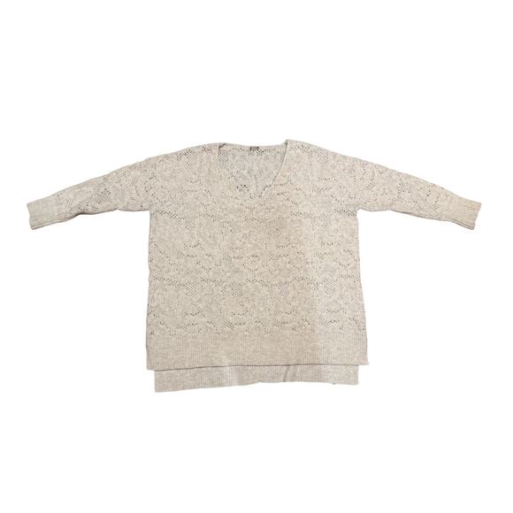FREE PEOPLE Pointelle Ivory Pullover Oversized Sweater Size XS/S - Picture 2 of 11